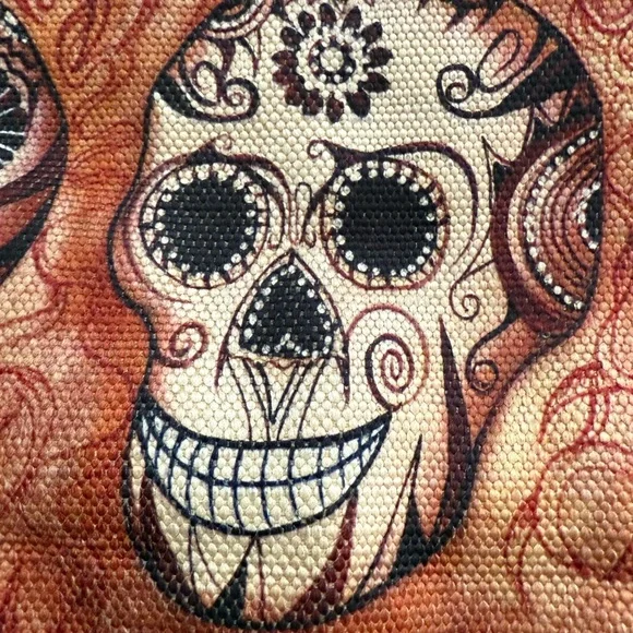 Sugar Skull Canvas Crossbody Bag NWOT - Picture 5 of 10